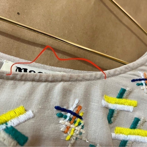 All Things Mochi | Linen Cotton Embroidered Crop Top Flared Sleeve Size XS - Picture 5 of 13